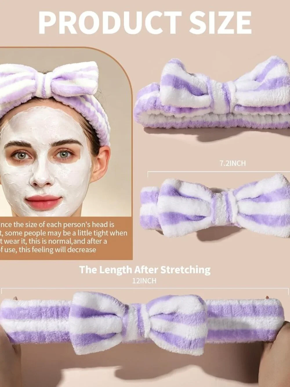 5-Pc Spa Makeup Headbands with Removable Bow | Soft Skincare Face Wash Hair Band